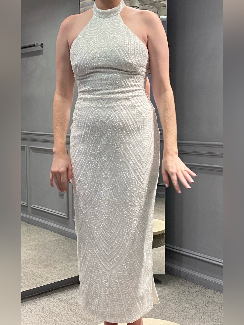 Halter Neck Anne Barge Just One Look Midi Dress in Ivory - Picture 5 of 5